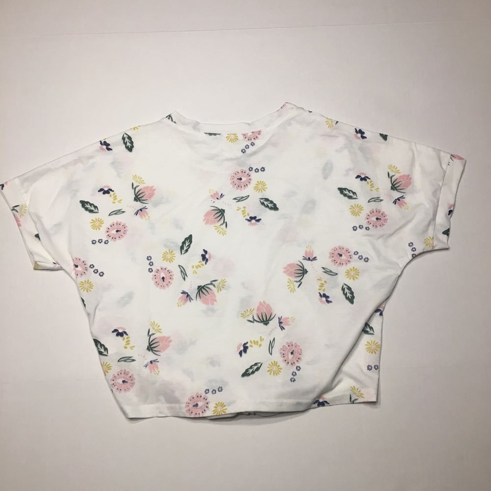 NWOT White Floral Tie Shirt - Picture 2 of 4